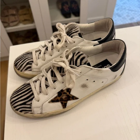 Golden Goose White and Black Zebra Print Sneakers - Picture 7 of 7